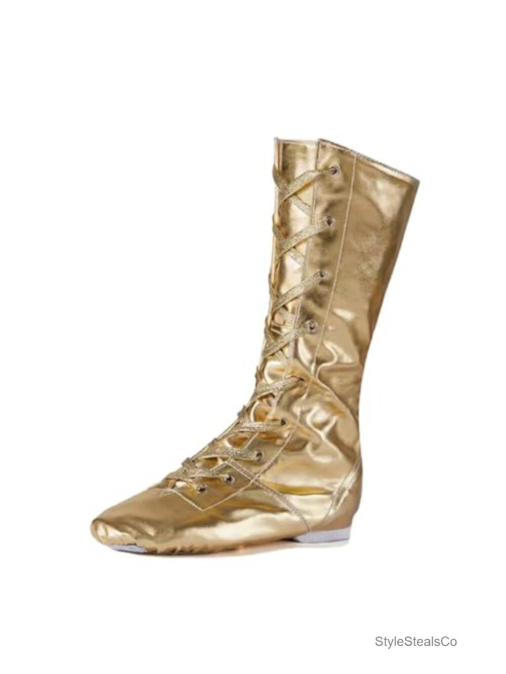 PU Leather Ballet Dance Shoes Split Sole High Top Adjustable Drawstring